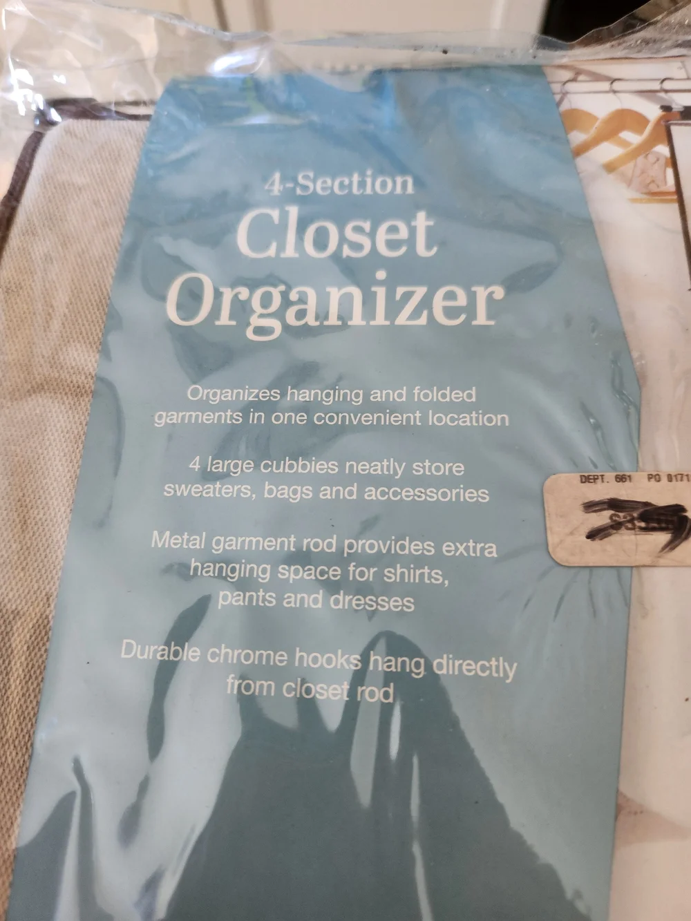 Closet Organizer Hanging Storage - Beige